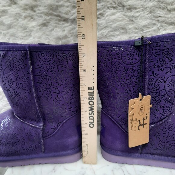 UGG Purple Classic Tall Sheepskin Flower Pattern Boots - Picture 4 of 7